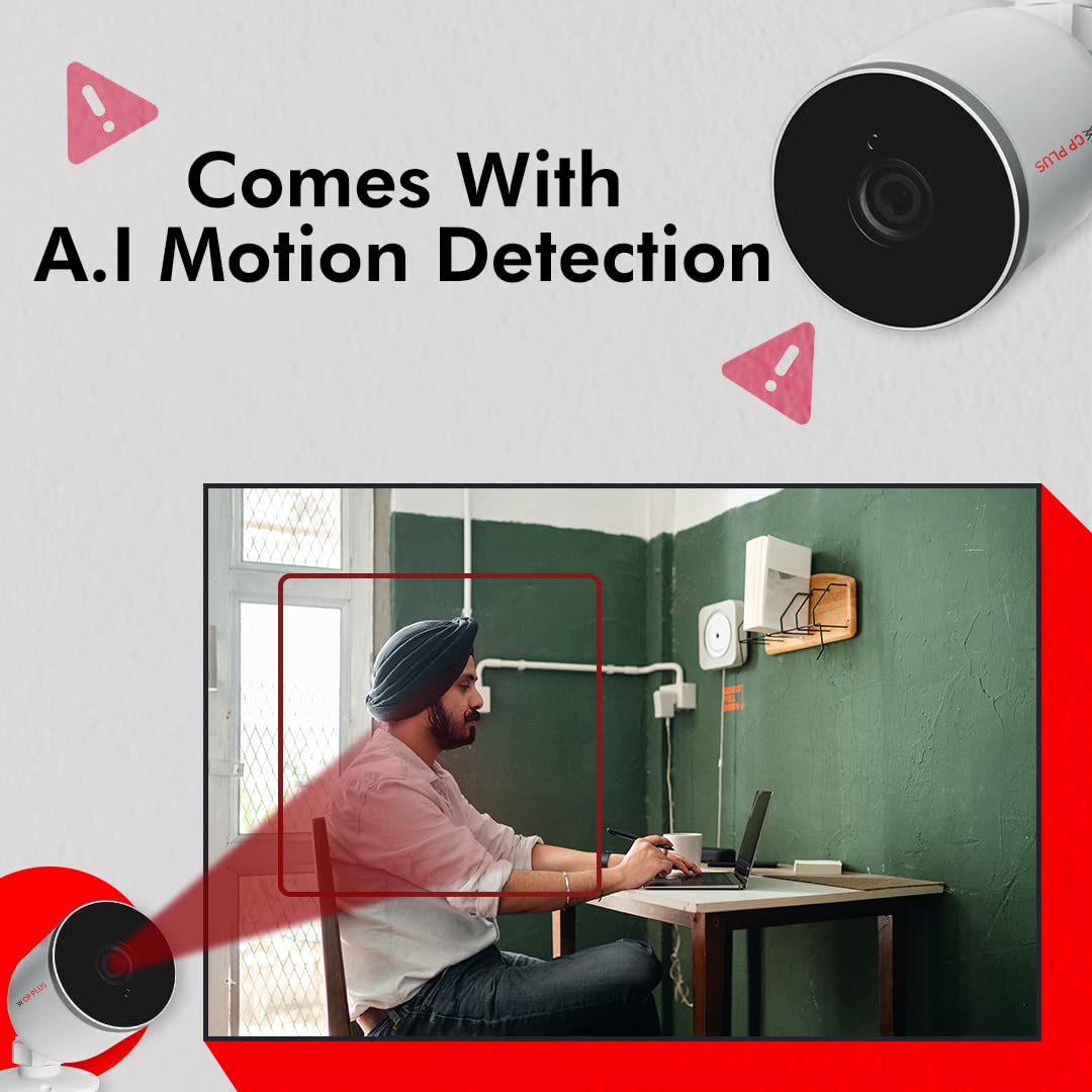 CP Plus Bullet Wireless Security Camera | 1080P Full HD | Motion Detection | Night Vision | Supports Alexa & Ok Google | 15 Mtr, White - CP-V21A CP Plus Bullet Wireless Security Camera | 1080P Full HD | Motion Detection | Night Vision | Supports Alexa & Ok Google | 15 Mtr, White - CP-V21A