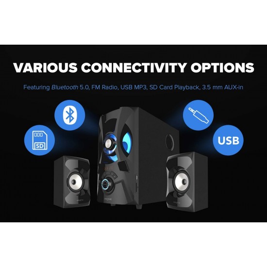 CREATIVE SBS E2900, 2.1 Channel 120W Peak, High-Performance Bluetooth 5 FM, USB, SD and Aux inputs