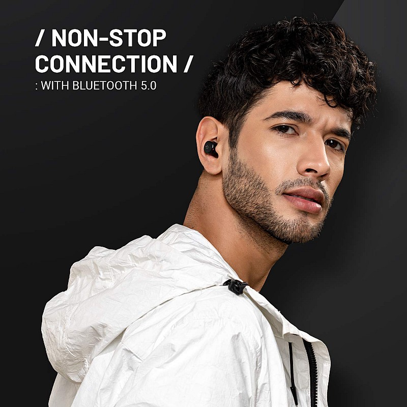 CROSSBEATS Urban Latest True Wireless in-Ear Earbuds Earphones Headphones Bluetooth 5.0 in-Built Mic 3D Sound 12Hrs Auto Pairing Sports Headset Stereo Calls Deep Bass (Matte Black)