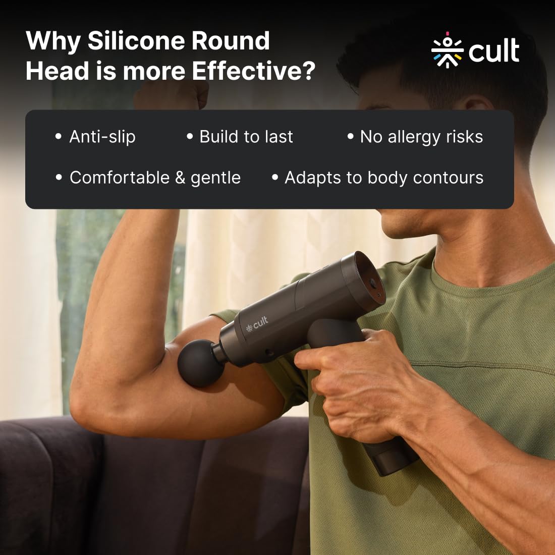 CULT Volt Pro, Full Body Professional Gun Massager, 4500 mAh battery, QuietMotion Tech, Deep Tissue Percussions, 4 Interchangeable heads, 6 Speed levels, Silicone head, Carry Pouch.