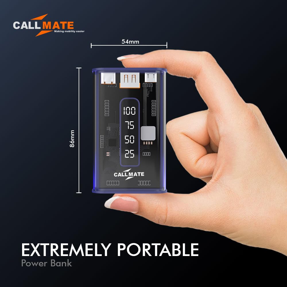 Callmate CM-39 C-Thru Transparent Series 15W 10000mAh Li-ion Pocket Size Power Bank, 1 Output & 2 Input. (Blue) Callmate CM-39 C-Thru Transparent Series 15W 10000mAh Li-ion Pocket Size Power Bank, 1 Output & 2 Input. (Blue)