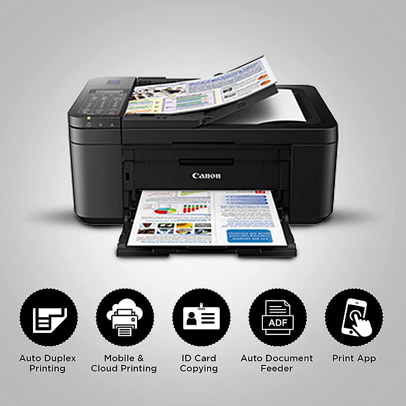 Canon E4570 All-in-One Wi-Fi Ink Efficient Colour Printer with FAX/ADF/Duplex Printing  (Refurbished Without Cartridge)