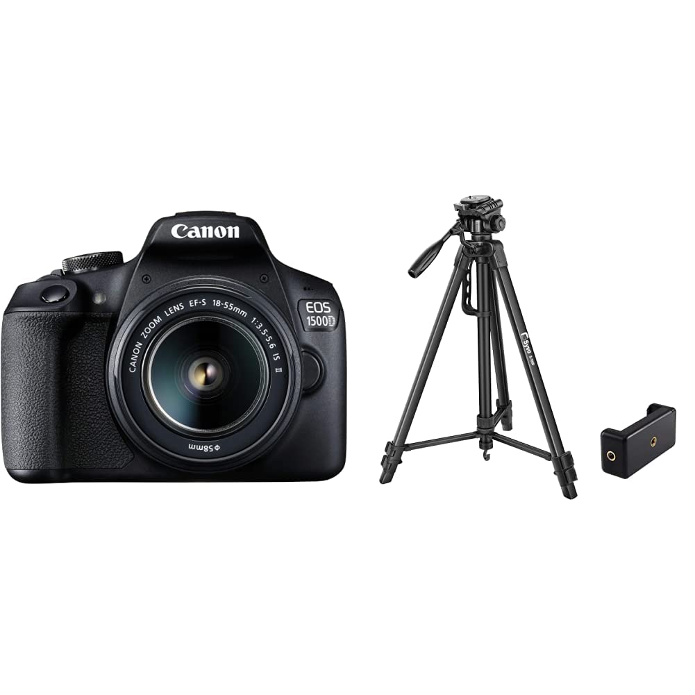 Canon EOS 1500D 24.1 Digital SLR Camera (Black) with EF S18-55 is II Lens