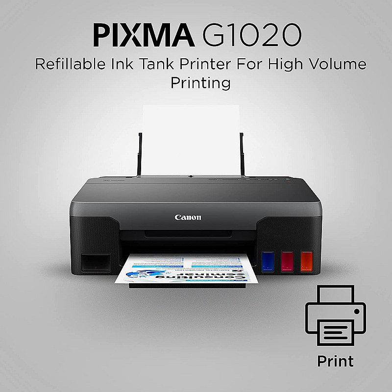 Canon PIXMA G1020 Single Function Ink Tank Colour Printer (Black)