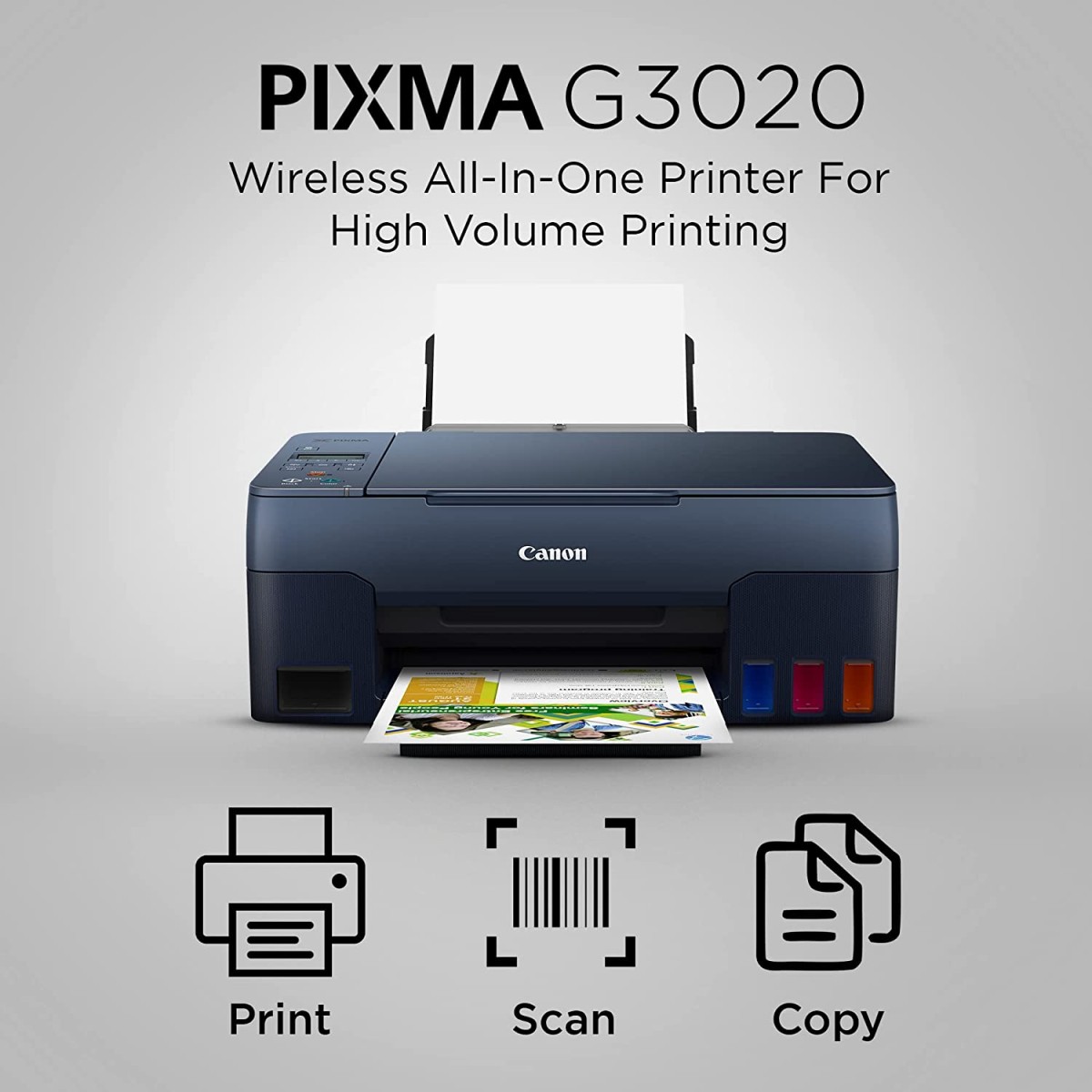Canon PIXMA G3020 NV All-in-One Wi-Fi Ink Tank Colour Printer (Navy Blue)