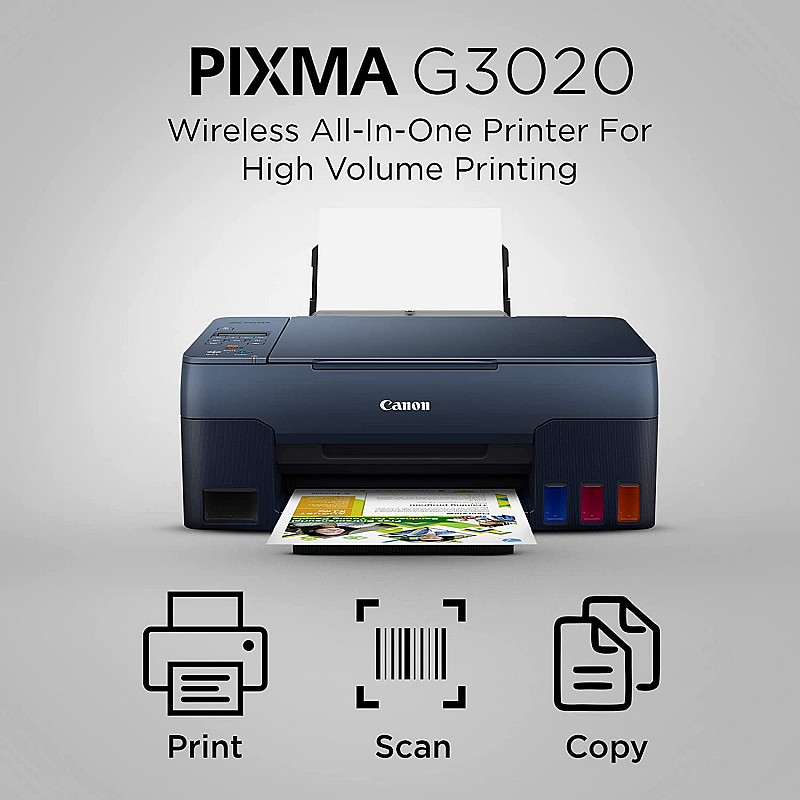 Canon PIXMA G3020 NV All-in-One Wi-Fi Ink Tank Colour Printer (Navy Blue)