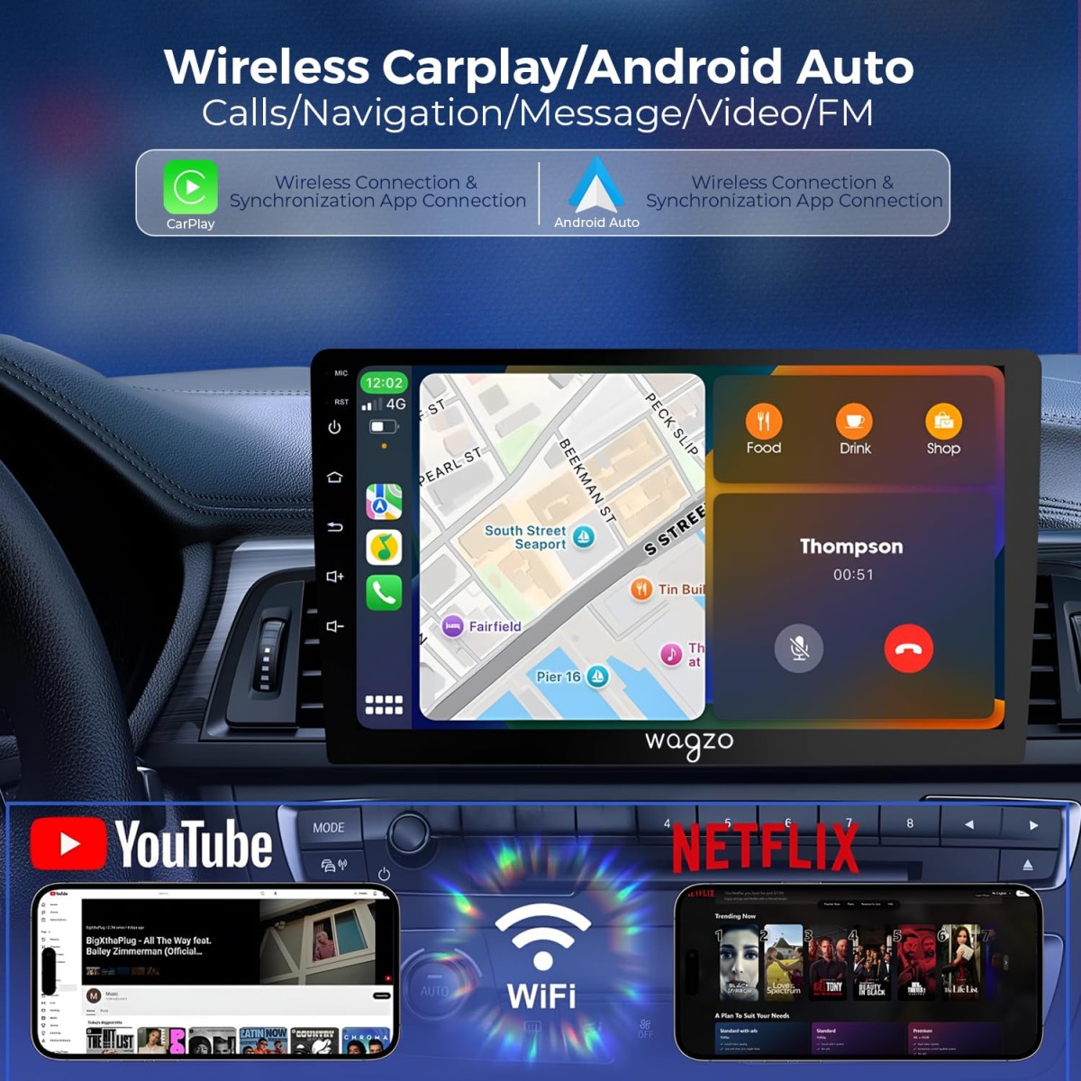 Car Android System Touch Screen 9 Inch|TS7 Player|2GB/32GB|4th Gen|4Core|IPS Display|GPS&Bluetooth|WiFi&FM|Steering Control|Wireless Android Auto & Car Play