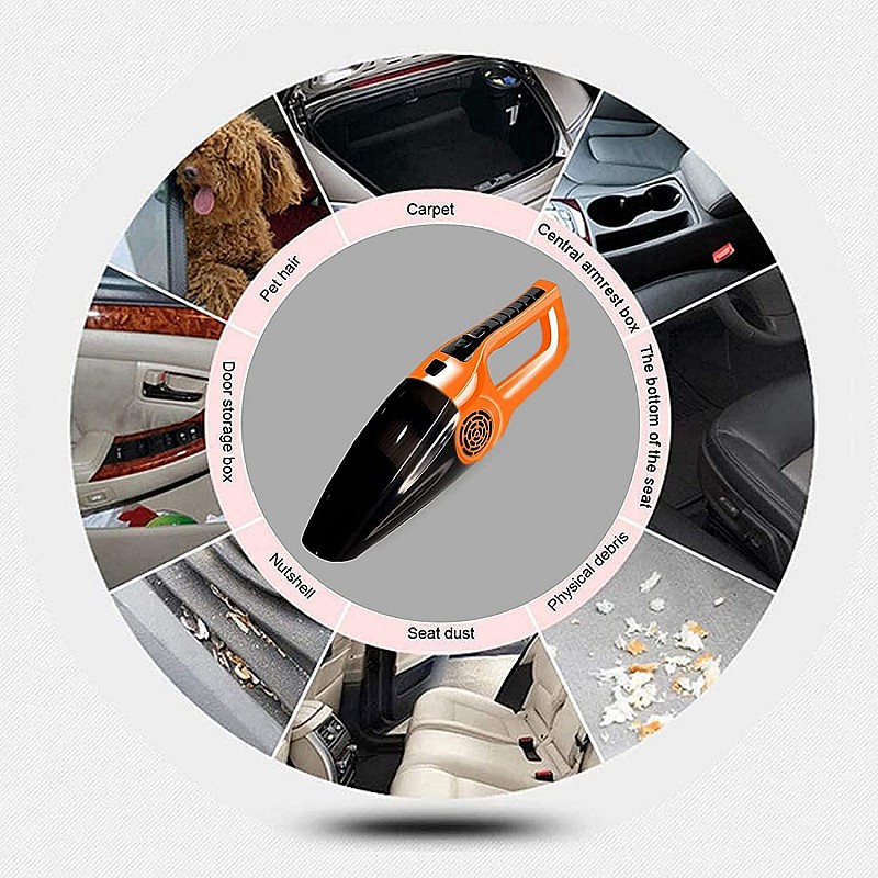 Car Vacuum Powerful Portable & High Power 12V Car Handheld Vacuum Cleaner for Car and Home   Vaccum Cleaner White Wirless Car Vacuum (Aysis Orange)