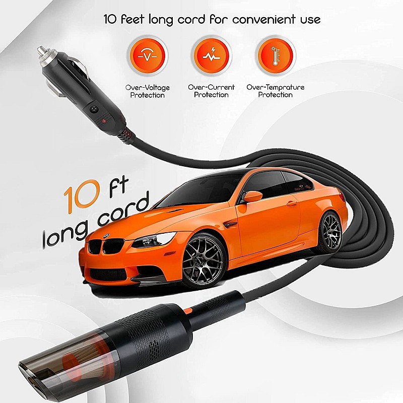 Car Vacuum Powerful Portable & High Power 12V Car Handheld Vacuum Cleaner for Car and Home   Vaccum Cleaner White Wirless Car Vacuum (Aysis Orange)