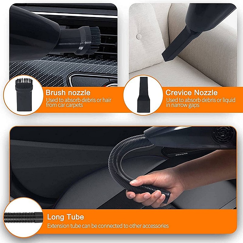 Car Vacuum Powerful Portable & High Power 12V Car Handheld Vacuum Cleaner for Car and Home   Vaccum Cleaner White Wirless Car Vacuum (Aysis Orange)