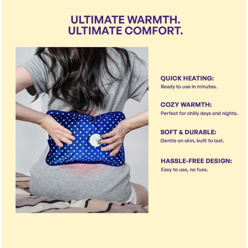 Careforce Electric Hot Bag Electric Hot Water Bag Small Hot Pack Warm Water Bag Heat Bag Heating Bag - Polka Dotted Blue