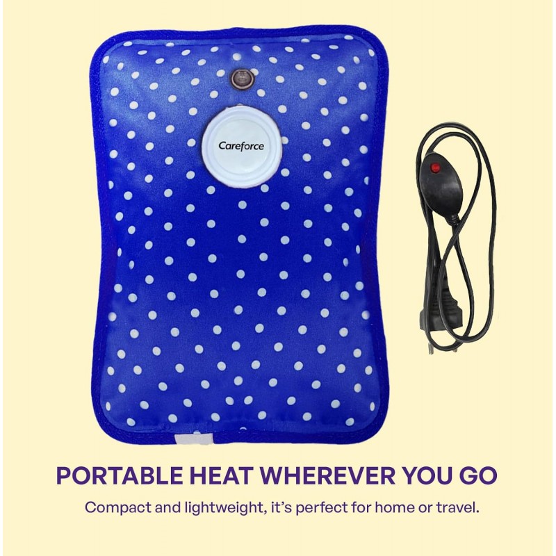 Careforce Electric Hot Bag Electric Hot Water Bag Small Hot Pack Warm Water Bag Heat Bag Heating Bag - Polka Dotted Blue