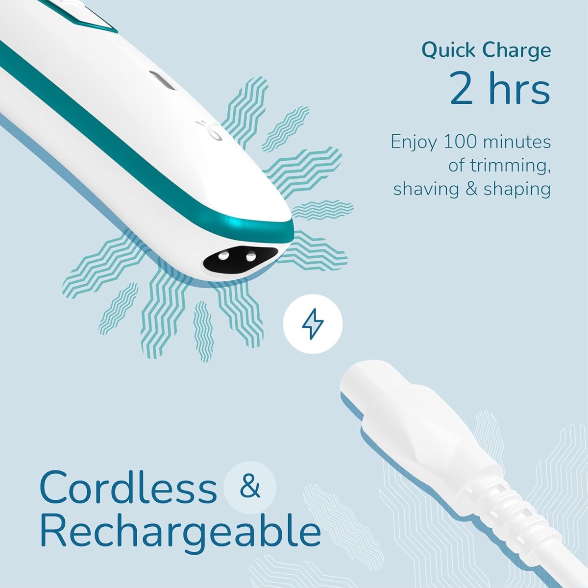 Caresmith Bloom 4 in 1 Face & Body Hair Trimmer for Women | 3 Heads- Body Trimmer & Shaver, Face Trimmer & Eyebrow Trimmer | Rechargeable | Hair Removal Machine for Women, Green