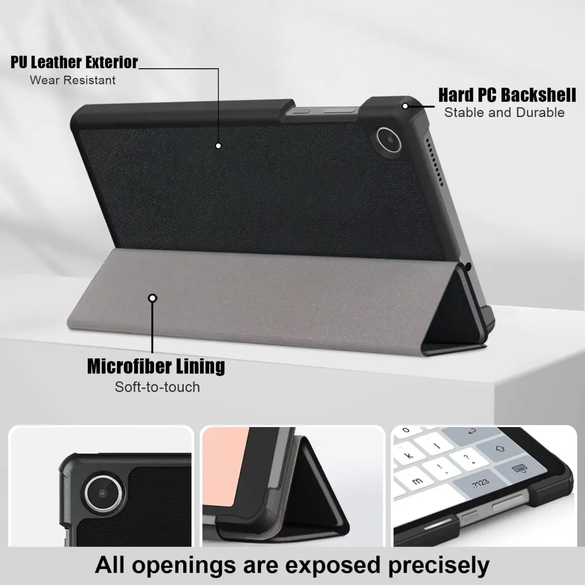 Case for Lenovo Tab M8 4th Gen 8.0" 2023,Folio Trifold Stand Cover for Lenovo Tab M8 4th Gen Tablet TB300FU,Black