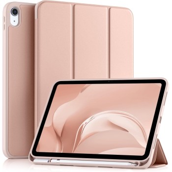 Case for iPad (A16) 11th/10th Generation (2025/2022)-Auto Sleep/Wake Cover Pencil Holder Soft Flexible Case Recoil Series for Apple iPad 10th/11th Gen (Pink)