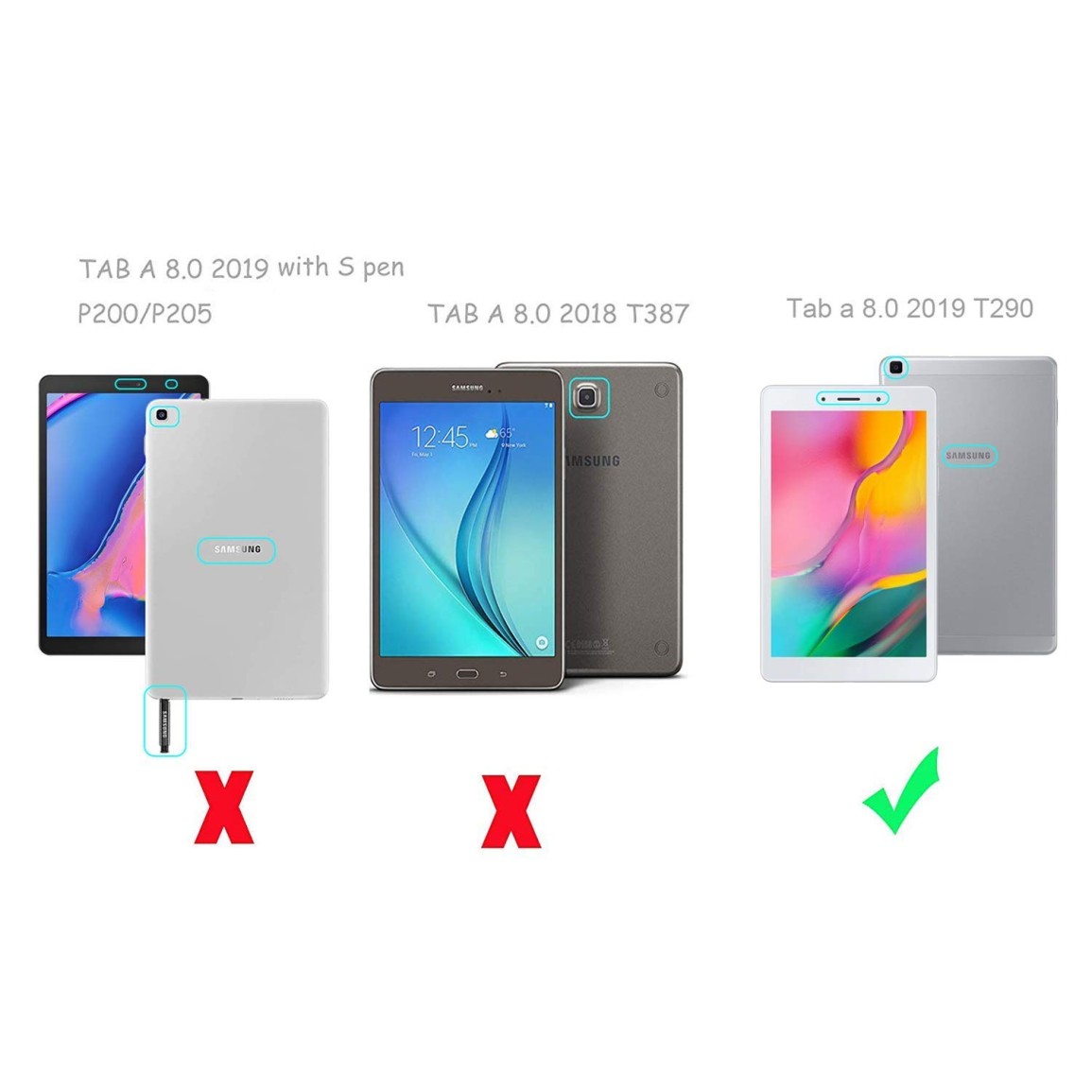 Caseous 360 Degree Rotating Leather Case Cover Stand for Samsung Galaxy Tab A 8.0 inch (2019) SM-T290, SM-T295 (Blue)