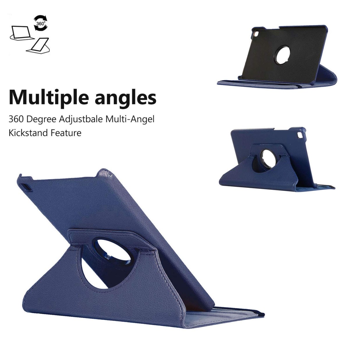 Caseous 360 Degree Rotating Leather Case Cover Stand for Samsung Galaxy Tab A 8.0 inch (2019) SM-T290, SM-T295 (Blue)