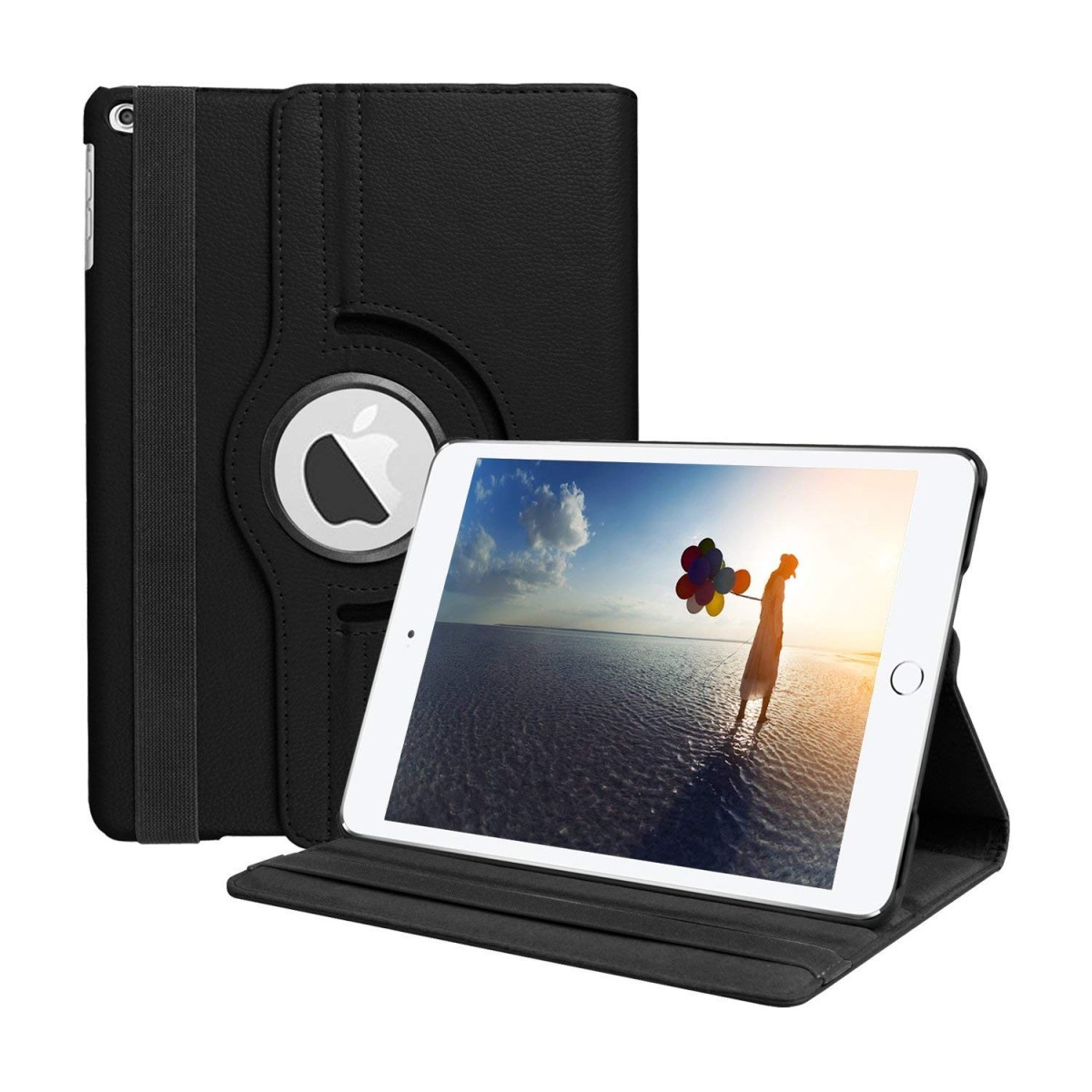 Caseous 360 Rotate Synthetic Leather Flip Cover Case for Apple iPad Air 1st Gen (A1474, A1475, A1476) (Black)