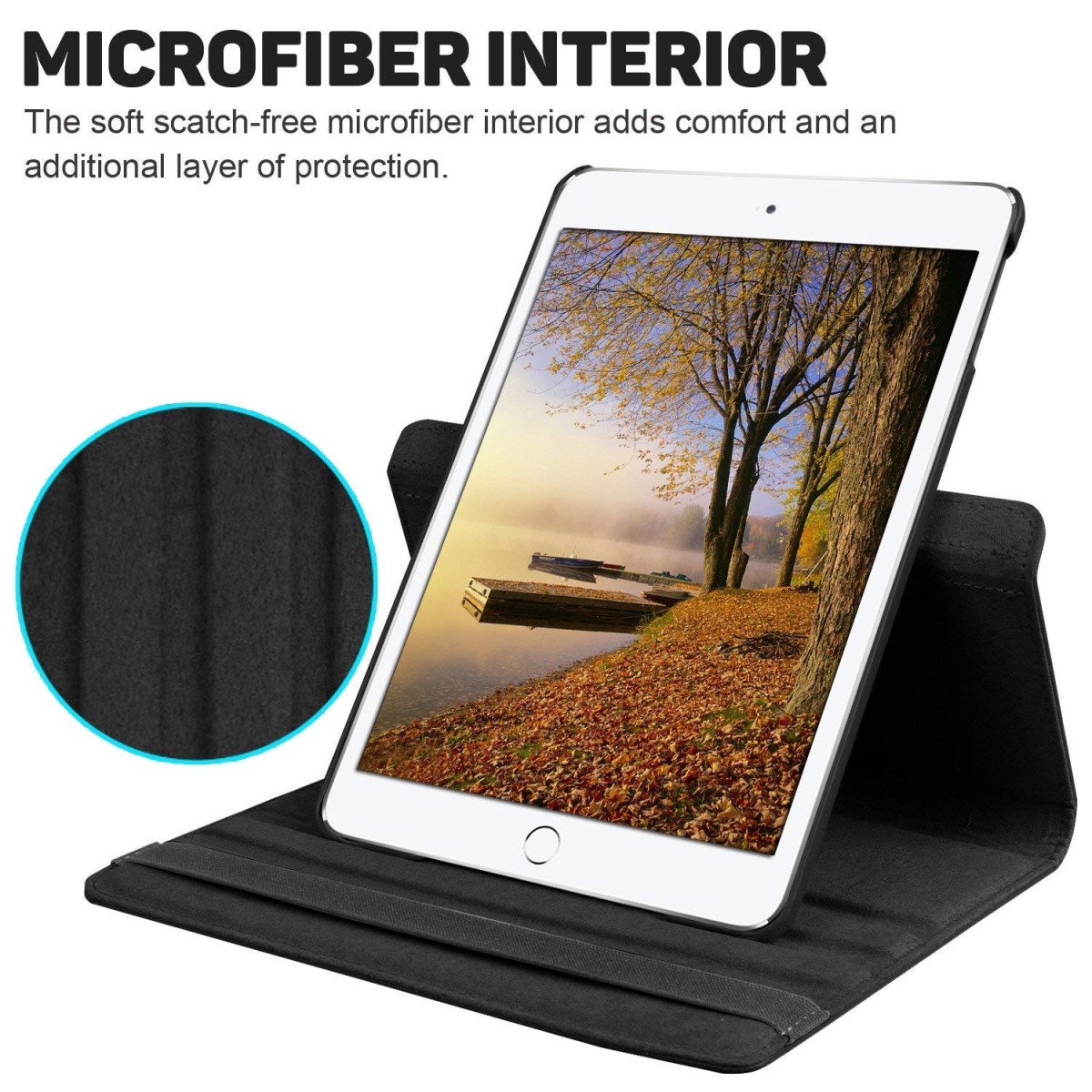 Caseous 360 Rotate Synthetic Leather Flip Cover Case for Apple iPad Air 1st Gen (A1474, A1475, A1476) (Black)