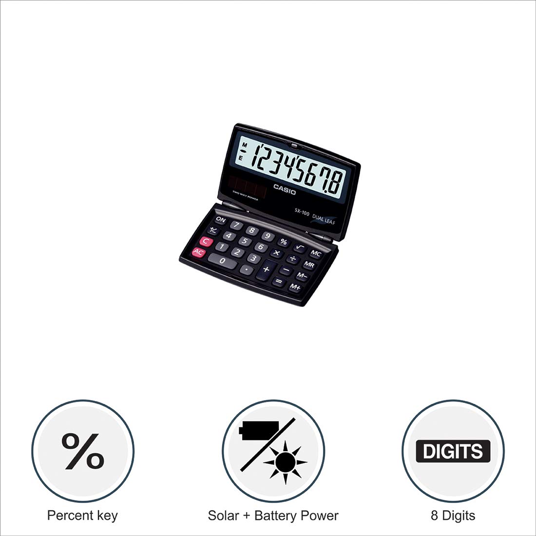 Casio DJ-220D Plus 300 Steps Check & Correct Premium Basic Calculator with Metallic Faceplate & Bigger Screen/Keys (12 Digit), Silver and Black