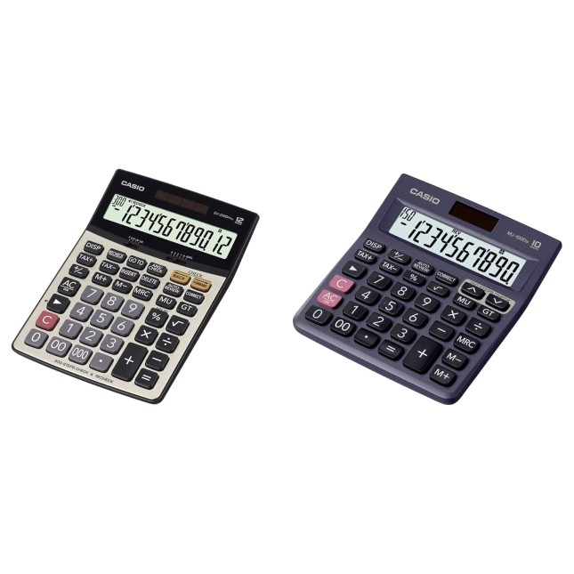 Casio DJ-220D Plus 300 Steps Check & Correct Premium Basic Calculator with Metallic Faceplate & Bigger Screen/Keys (12 Digit), Silver and Black