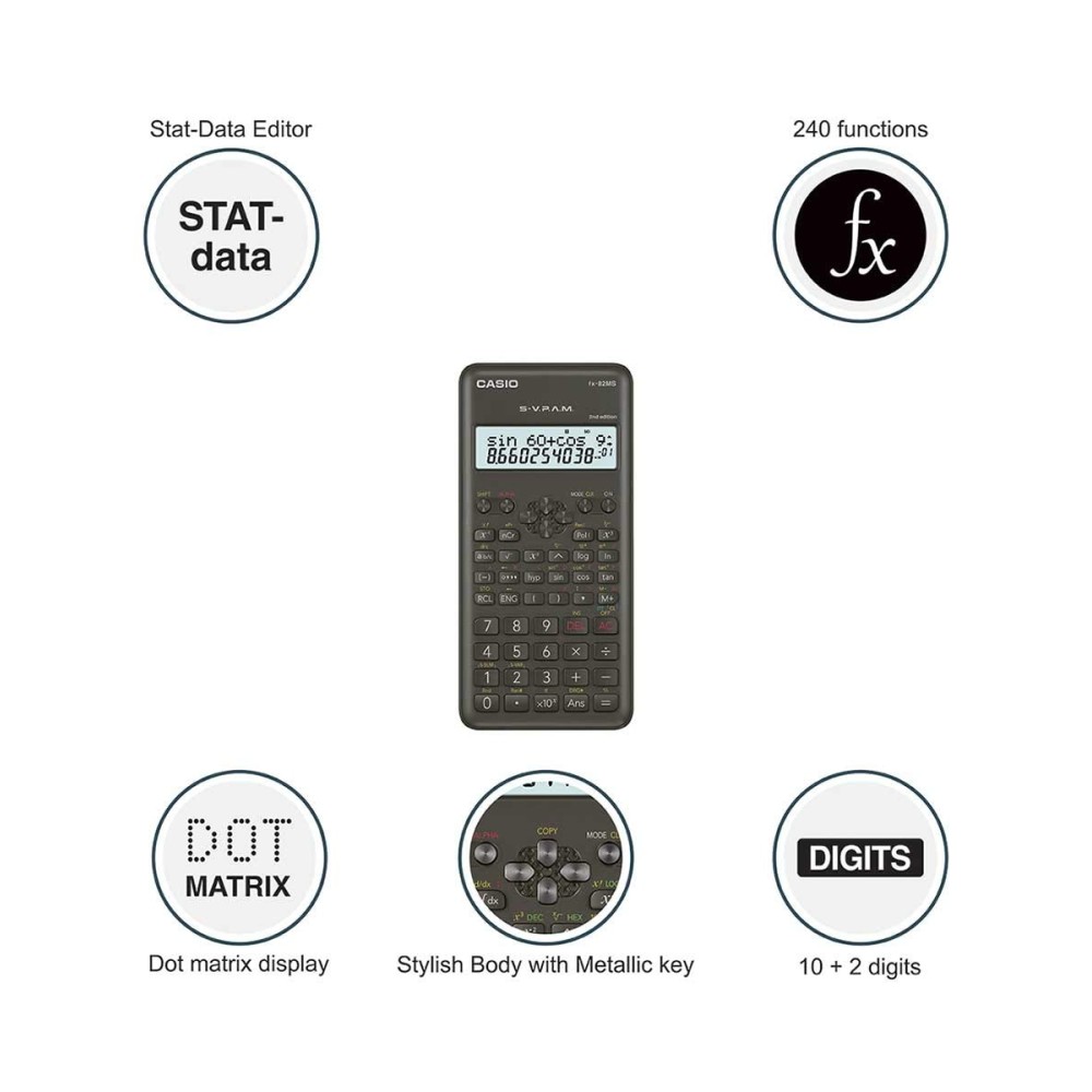 Casio DJ-220D Plus 300 Steps Check & Correct Premium Basic Calculator with Metallic Faceplate & Bigger Screen/Keys (12 Digit), Silver and Black