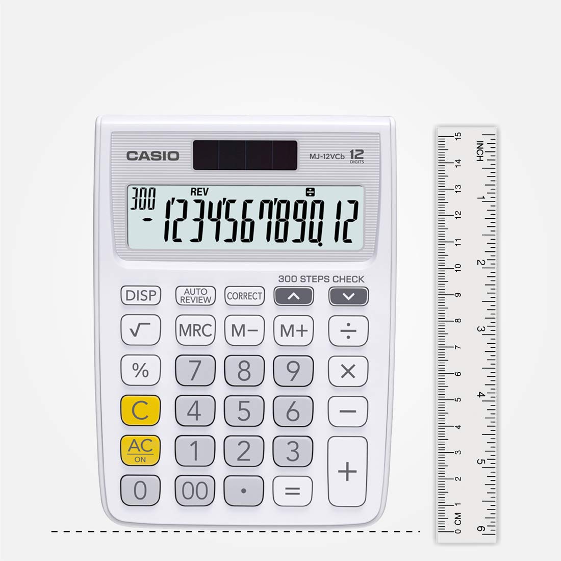 Casio MJ-12VCb-WE 300 Steps Check & Correct Colourful Desktop Calculator (White)