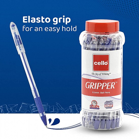 Cello Gripper Ball Pen | Jar of 25 | Blue Ball Pens | Smooth writing Ball Pens 