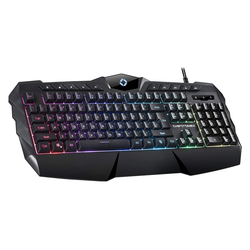 CHIPTRONEX Kranos RGB Backlit Gaming Keyboard LED 104 Keys USB Ergonomic Wrist Rest Keyboard 10 Multimedia Keys 7 RGB Color Modes CHIPTRONEX Kranos RGB Backlit Gaming Keyboard LED 104 Keys USB Ergonomic Wrist Rest Keyboard 10 Multimedia Keys 7 RGB Color Modes