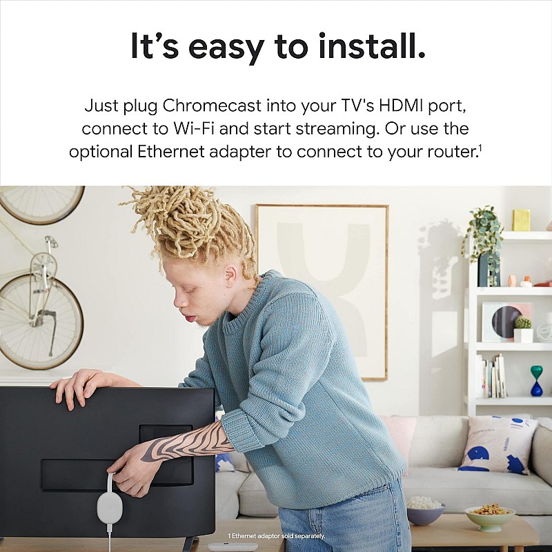 Chromecast with Google TV (HD) - Streaming Stick Entertainment On Your TV with Voice Search - Watch Movies, Shows, and Live TV in 1080p HD - Snow