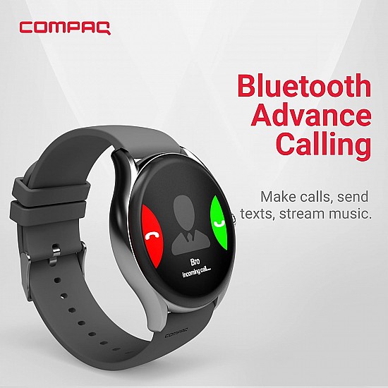 Compaq Q Watch Balance Series with HD Display| BT Calling| Instant Messaging Notification| Blood Pressure Monitoring| Heart Rate Monitoring| Smartwatch (Gray)