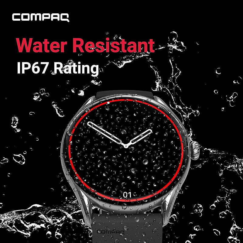 Compaq Q Watch Balance Series with HD Display| BT Calling| Instant Messaging Notification| Blood Pressure Monitoring| Heart Rate Monitoring| Smartwatch (Gray)