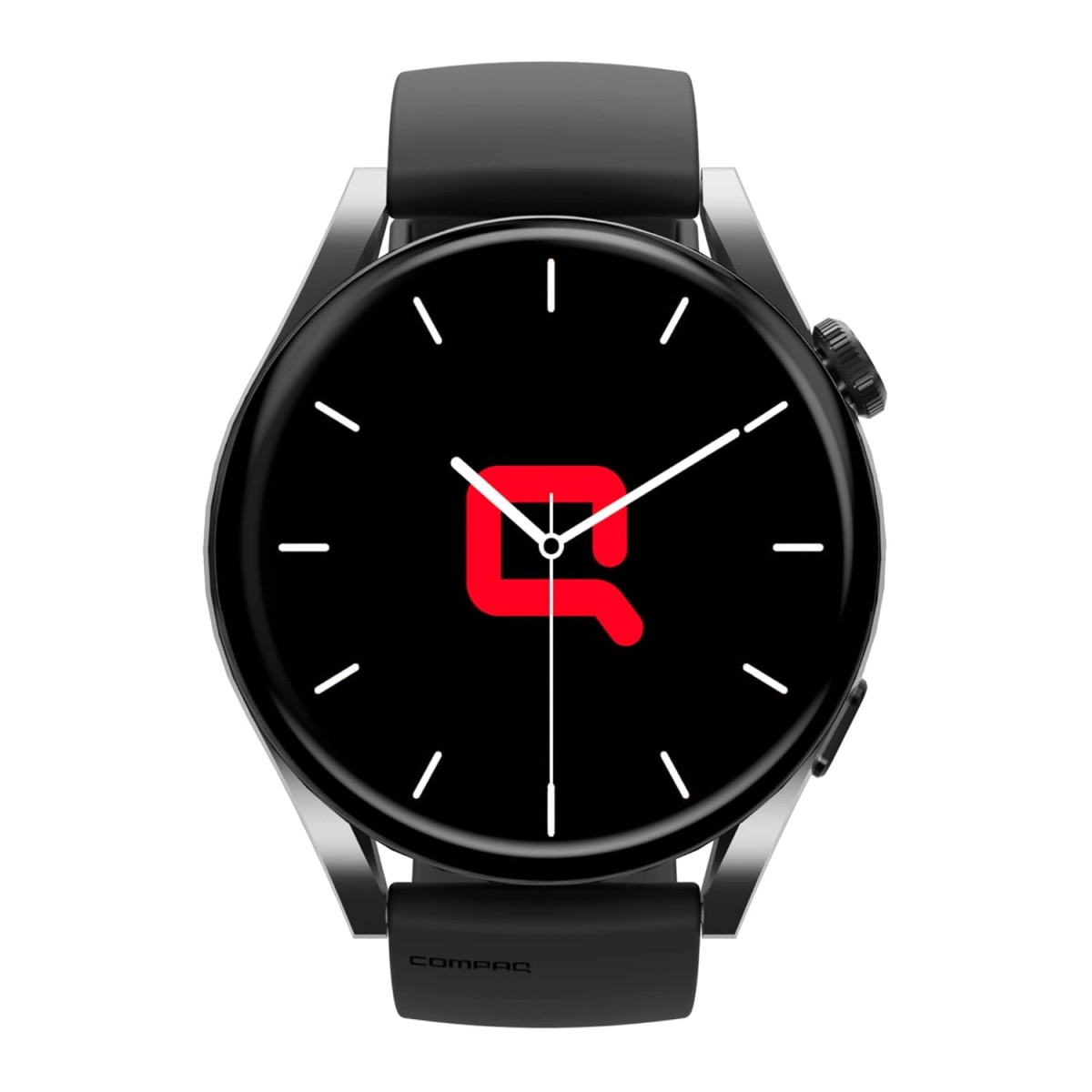 Compaq Q Watch Dimension Series with HD Display| BT Calling| AI Voice Assistance| Instant Messaging Notification| Blood Pressure Monitoring| Heart Rate Monitoring | Wireless Charging| (unbox)