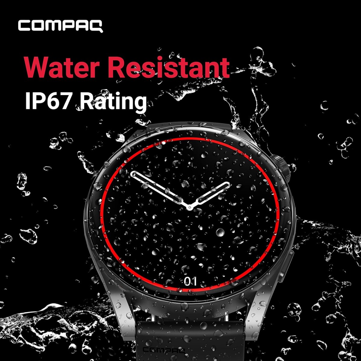 Compaq Q Watch Dimension Series with HD Display| BT Calling| AI Voice Assistance| Instant Messaging Notification| Blood Pressure Monitoring| Heart Rate Monitoring | Wireless Charging| (unbox)