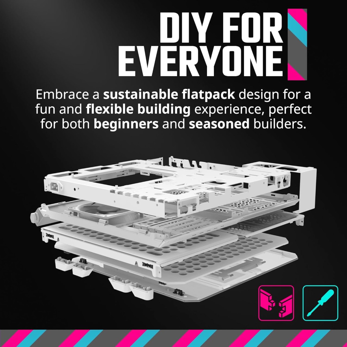 Cooler Master QUBE 500 Flatpack White Small High Airflow Mid-Tower ATX Customizable Gaming PC Case, Tempered Glass, Vertical GPU Mount, USB-C, Carrying Handle, Gem Mini (Q500-WGNN-S00) Cooler Master QUBE 500 Flatpack White Small High Airflow Mid-Tower ATX Customizable Gaming PC Case, Tempered Glass, Vertical GPU Mount, USB-C, Carrying Handle, Gem Mini (Q500-WGNN-S00)