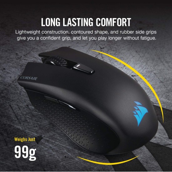 Corsair Harpoon RGB Wireless Gaming Mouse-Backlit RGB LED, 10000 DPI, Optical - Black