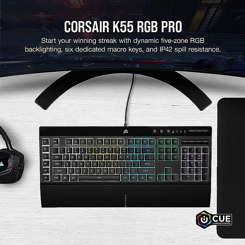 Corsair K55 RGB PRO - Dynamic RGB Backlighting Six Macro Keys Keyboard