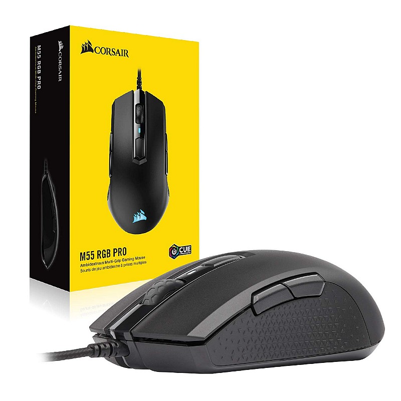 Corsair M55 RGB Pro Ambidextrous Gaming Mouse,12400 DPI Adjustable Sensor-Black