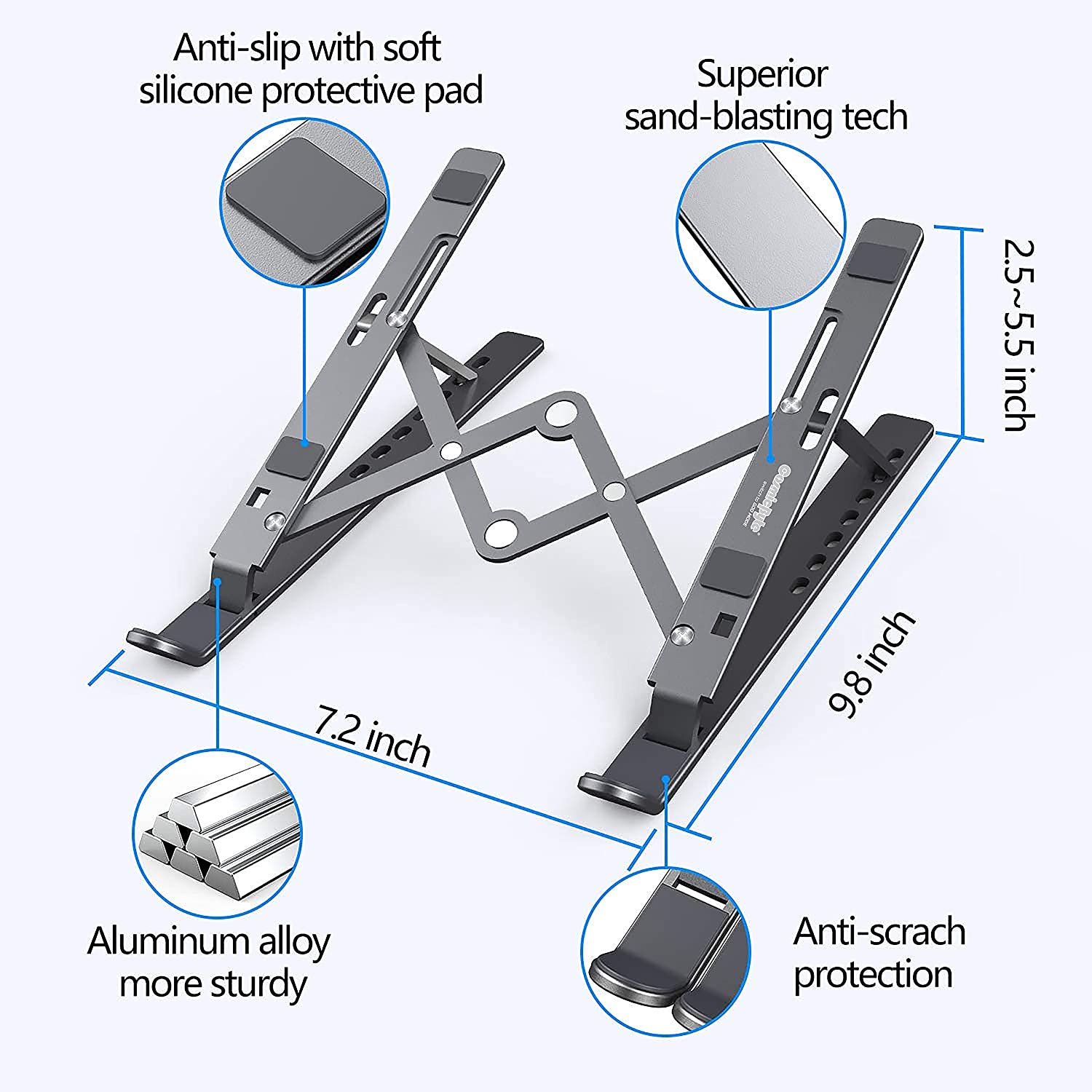 Cosmic Byte Adjustable Aluminum Portable Laptop Rack Stand for Upto 17 ...