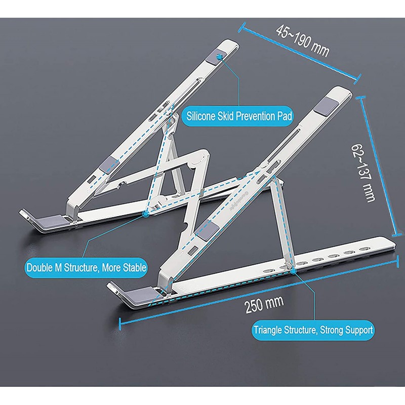 Cosmic Byte Adjustable Aluminum Portable Laptop Rack Stand for Upto 17" laptops, (Dark Grey)