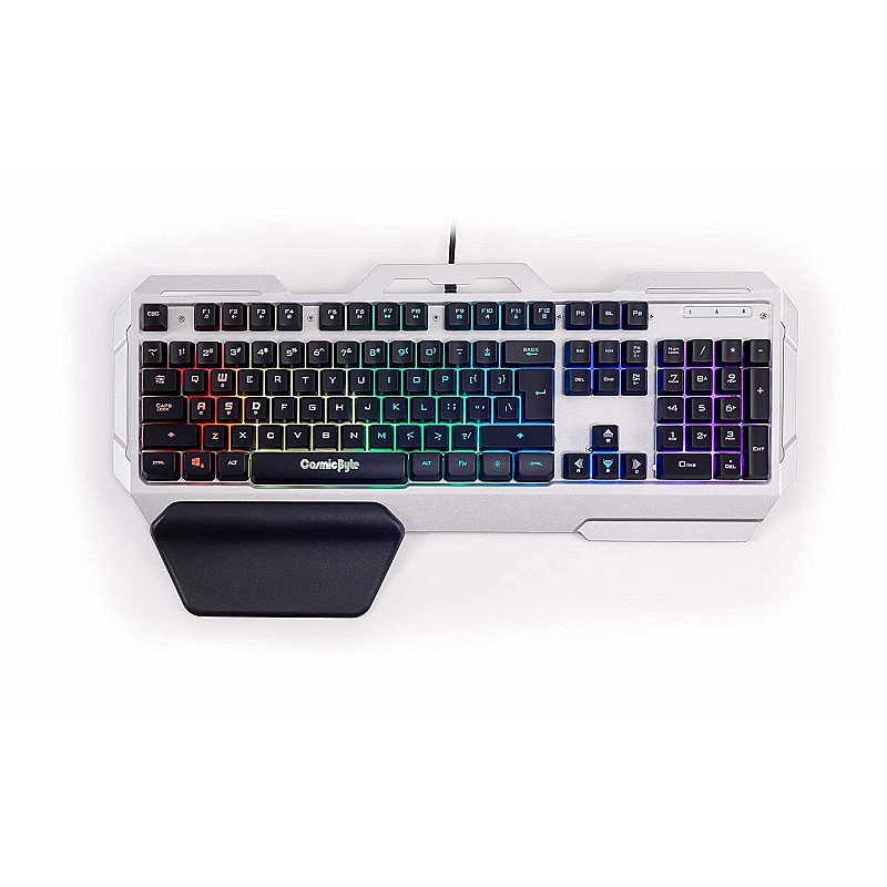 Cosmic Byte CB-GK-06 Galactic Wired Gaming Keyboard with Aluminium Body, 7  Black Silver