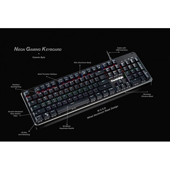 Cosmic Byte CB-GK-12 Neon Rainbow Mechanical Keyboard with Blue Switch