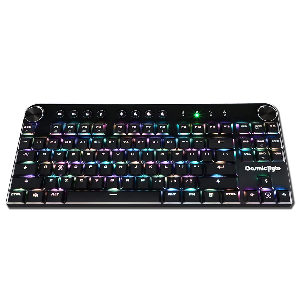Cosmic Byte CB-GK-19 Sirius Bluetooth and Wired Mechanical Keyboard with Per Key RGB, Outemu Brown Switches (Black)
