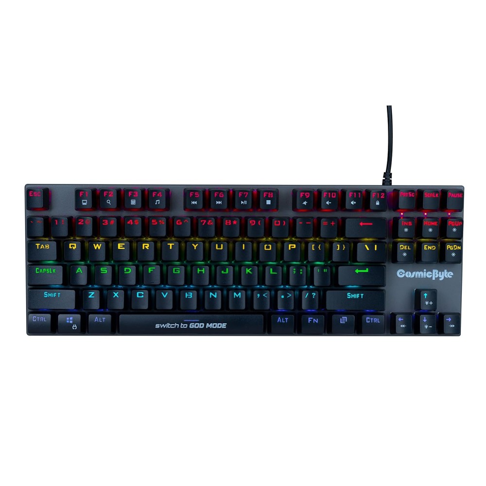Cosmic Byte CB-GK-26 Pandora TKL Mechanical Keyboard Upgraded with Swappable Outemu Red Switches & Rainbow LED (Black/Grey)