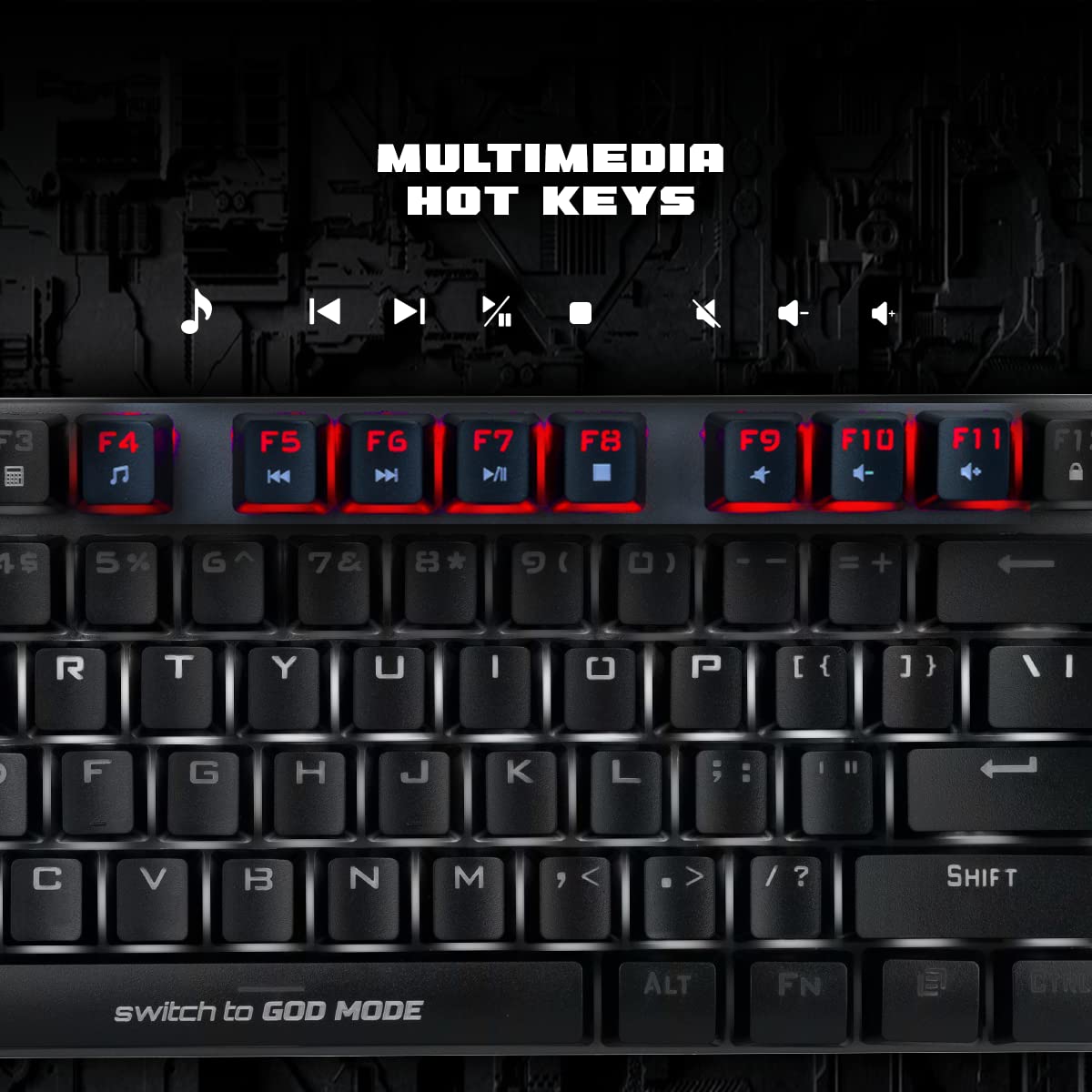 Cosmic Byte CB-GK-26 Pandora TKL Mechanical Keyboard Upgraded with Swappable Outemu Red Switches & Rainbow LED (Black/Grey)