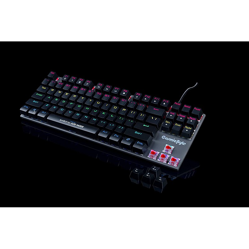 Cosmic Byte CB-GK-26 Pandora TKL Mechanical Keyboard with Outemu Red Switches and Rainbow LED (Black Grey)