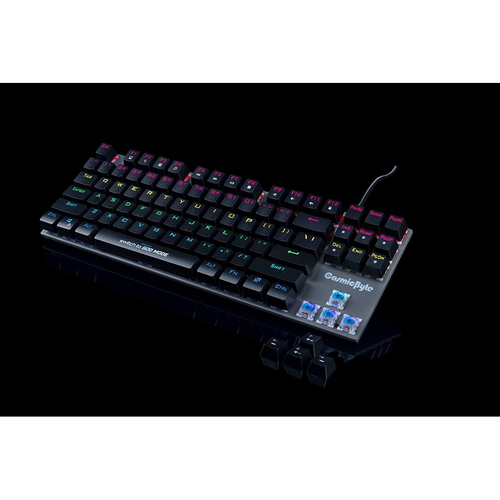 Cosmic Byte CB-GK-26 Pandora TKL Mechanical Keyboard with Outemu Red Switches and Rainbow LED (Black Grey)