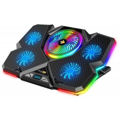Cosmic Byte Cyclone RGB Laptop Cooling Pad with 5 Fan Adjustable Speed USB Hub Black-Blue