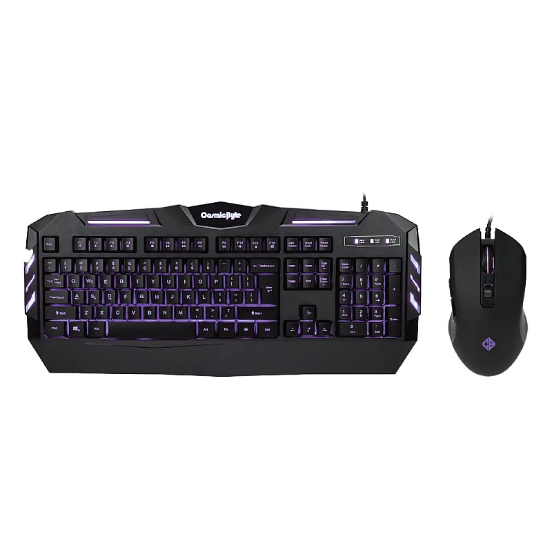 Cosmic Byte Dark Matter Gaming Keyboard and Mouse Combo, 3 Color LED Backlight, Upto 2400 DPI 5 Button LED Mouse (Black)