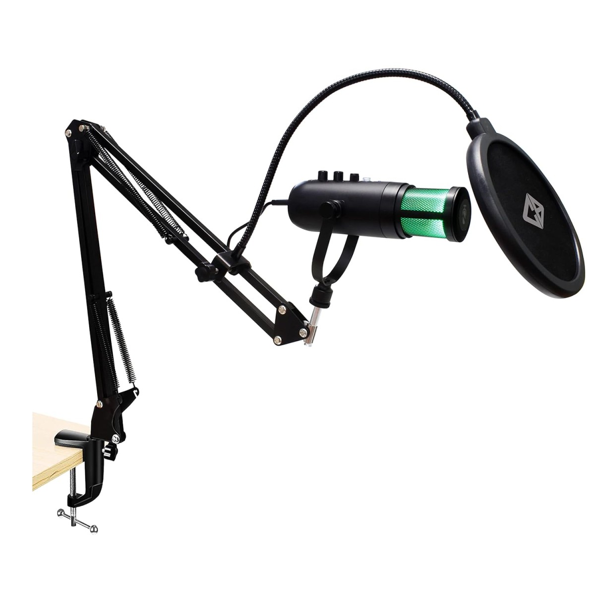 Cosmic Byte Desk Arm Mount with POP Filter for Deimos RGB Microphone, Microphone not Included (Black)